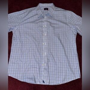 UntuckIt Blue Plaid Button dress Shirt Mens XL short sleeve